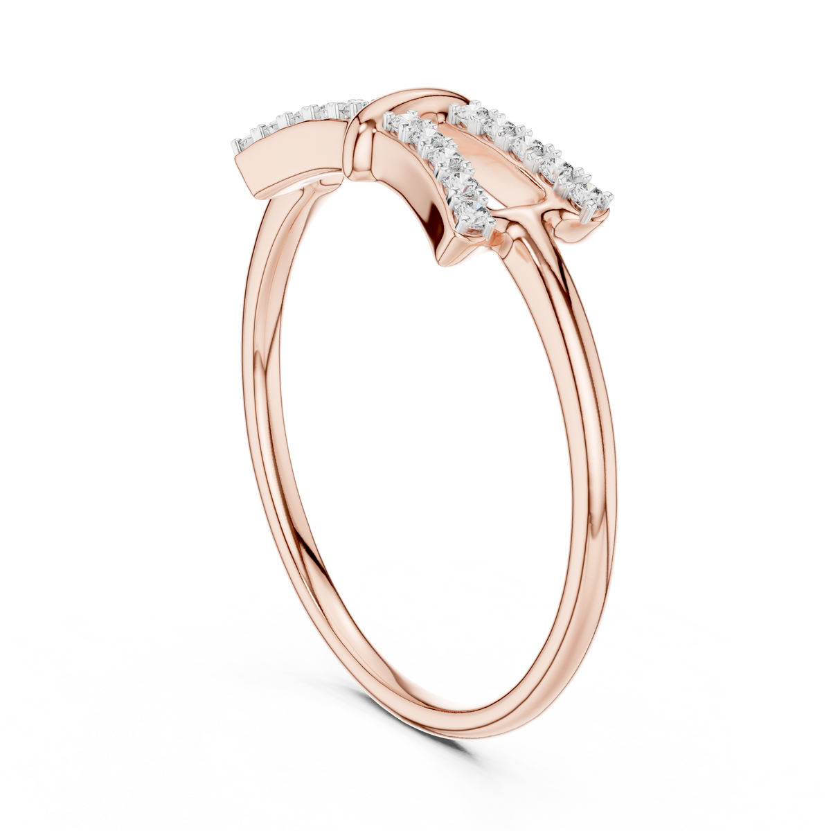 Sparkling Double Curve Ring