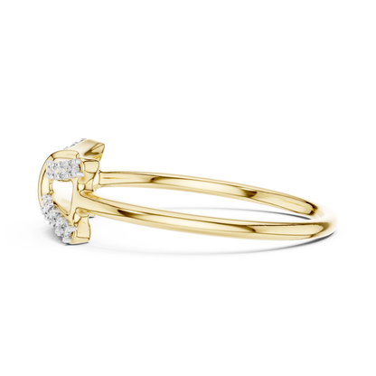 Sparkling Double Curve Ring