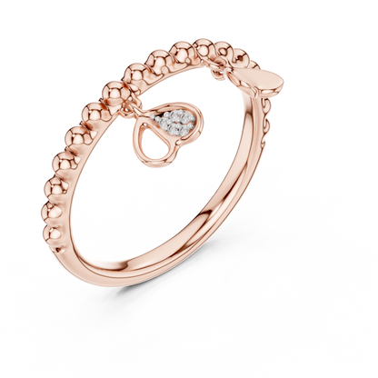Elegant Dual Heart Dangle Ring