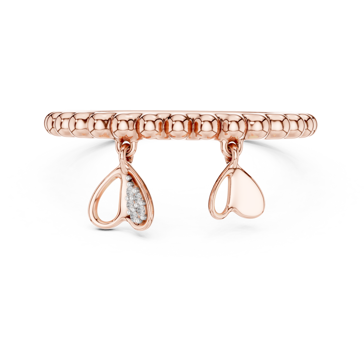 Elegant Dual Heart Dangle Ring