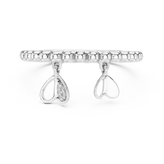 Elegant Dual Heart Dangle Ring