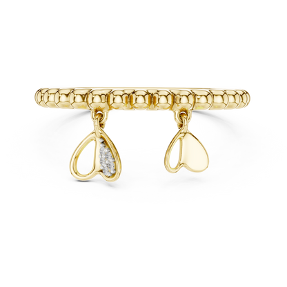 Elegant Dual Heart Dangle Ring