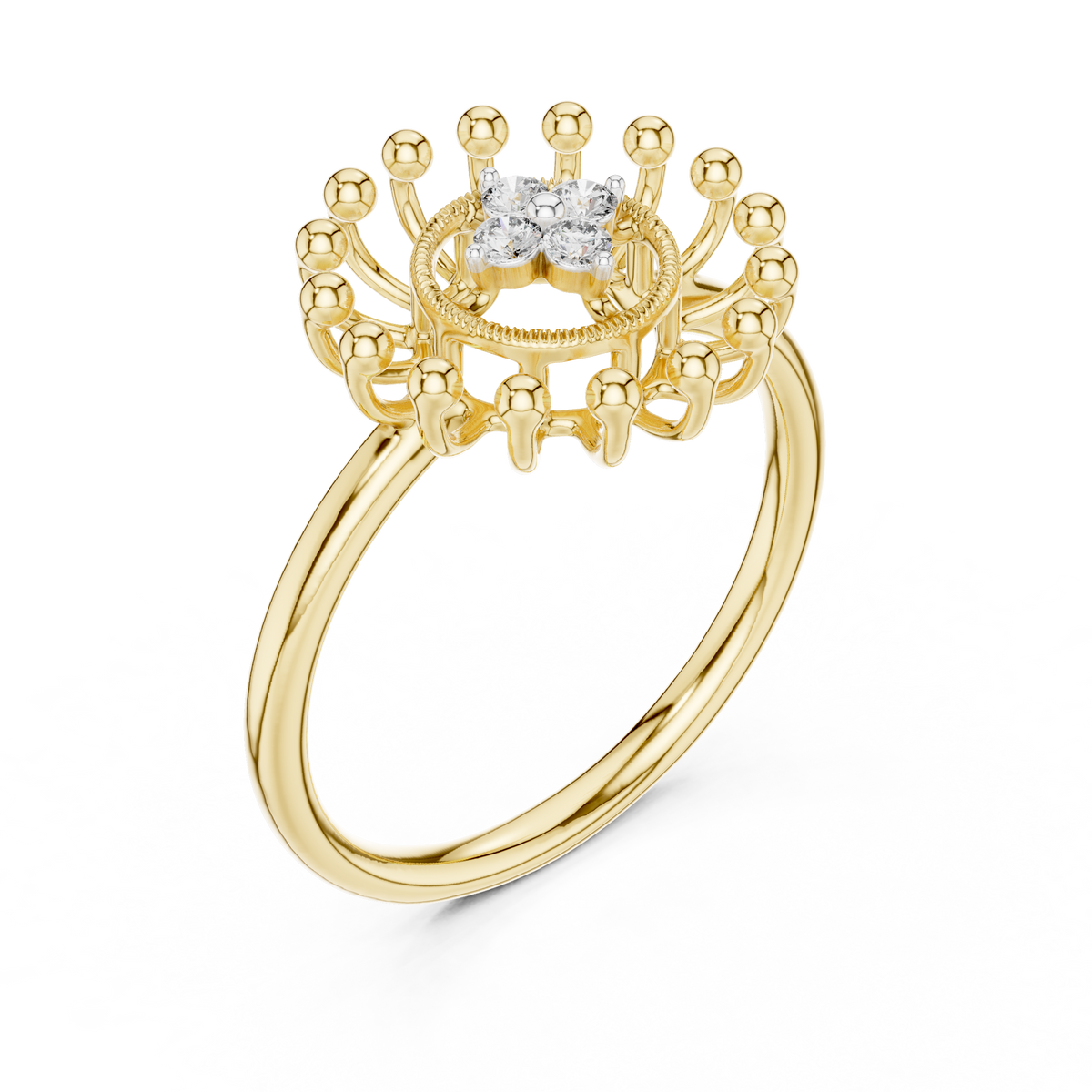 Radiant Sunflower Diamond Ring
