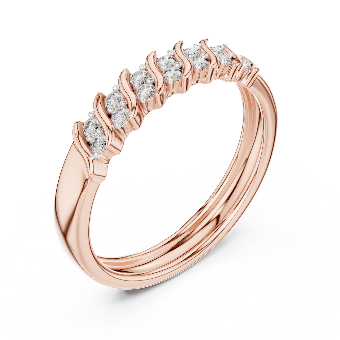 Sparkling Diamond Twist Band Ring – Modern White Gold Design