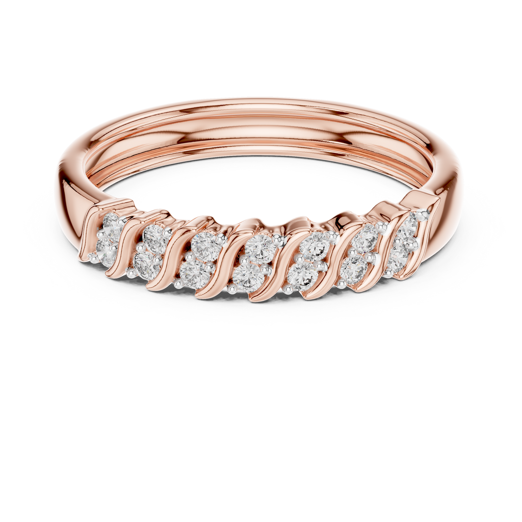 Sparkling Diamond Twist Band Ring – Modern White Gold Design