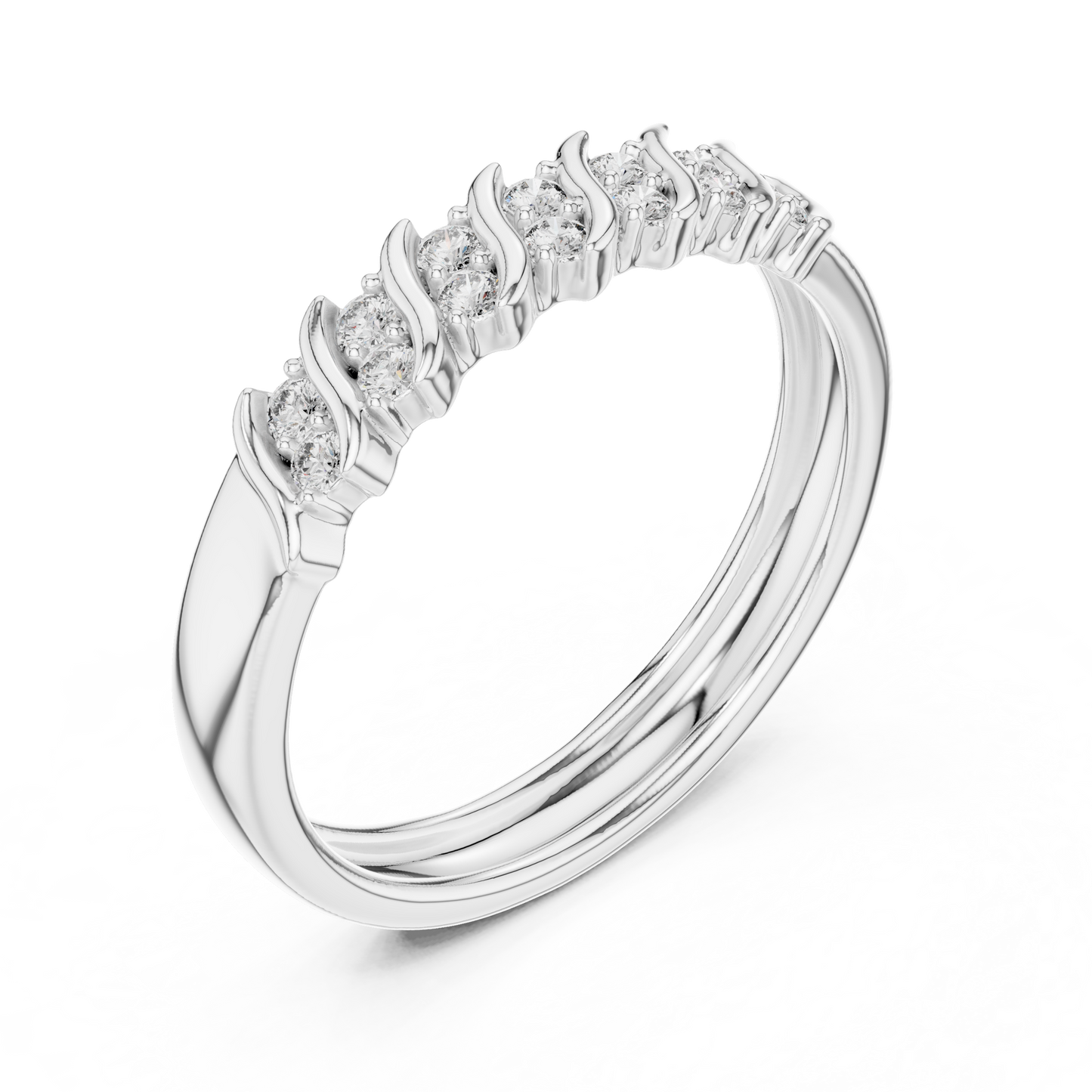 Sparkling Diamond Twist Band Ring – Modern White Gold Design