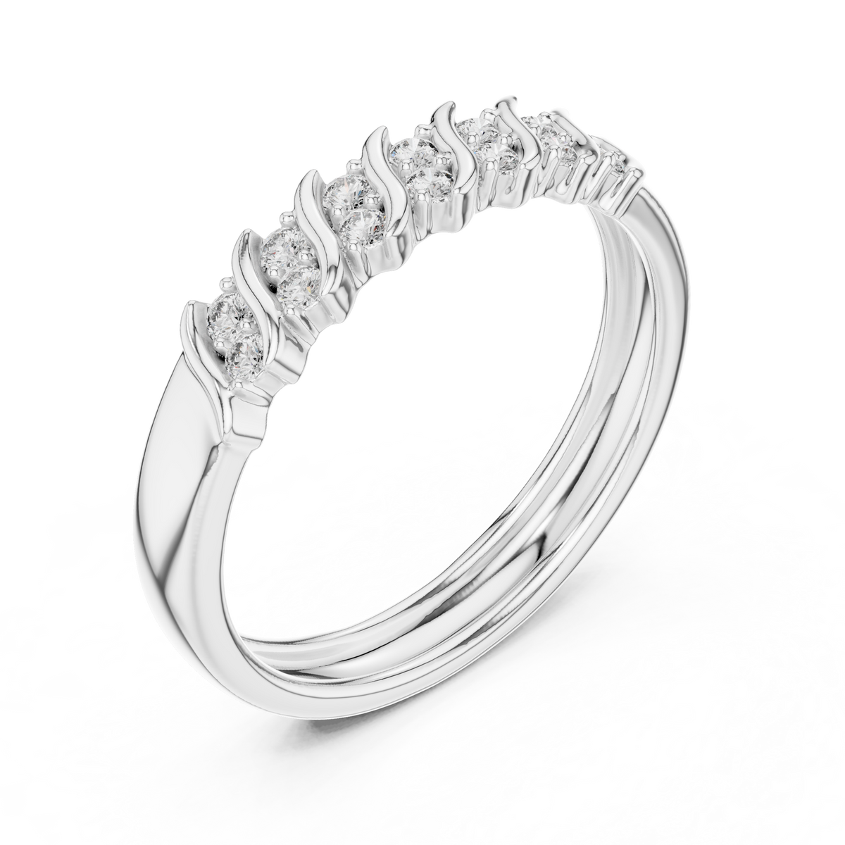 Sparkling Diamond Twist Band Ring – Modern White Gold Design