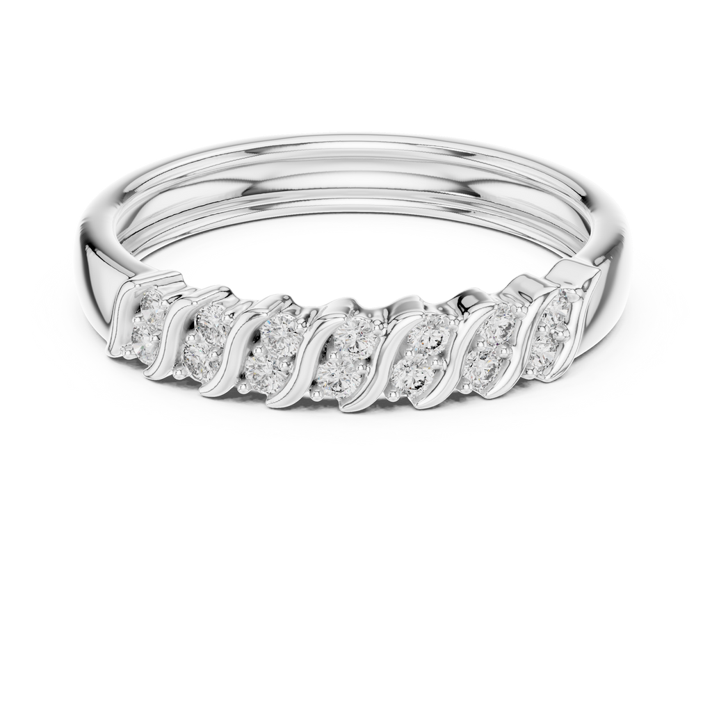Sparkling Diamond Twist Band Ring – Modern White Gold Design