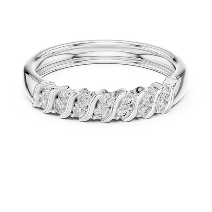 Sparkling Diamond Twist Band Ring – Modern White Gold Design