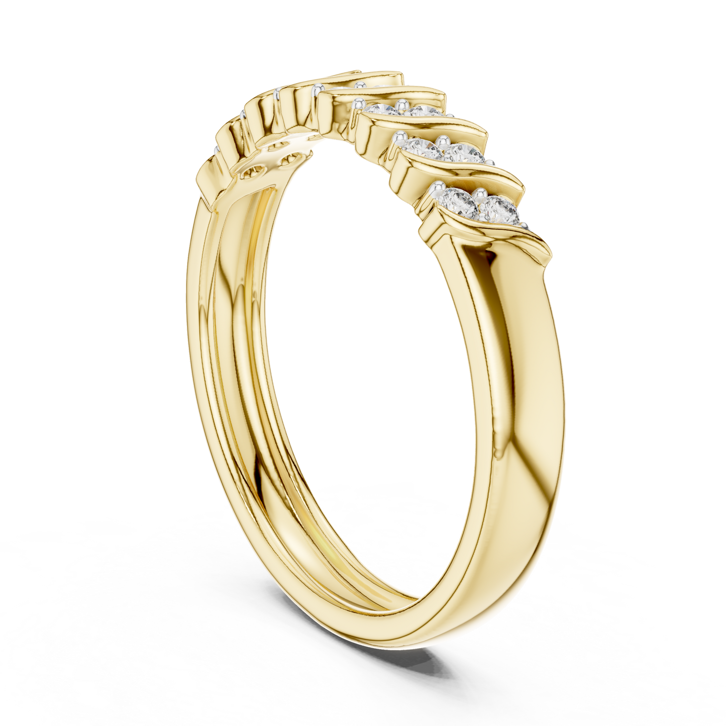 Sparkling Diamond Twist Band Ring – Modern White Gold Design