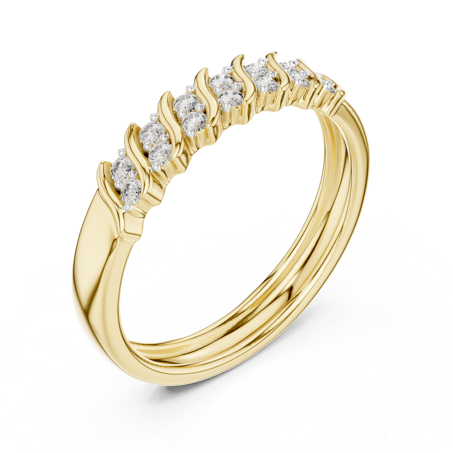 Sparkling Diamond Twist Band Ring – Modern White Gold Design