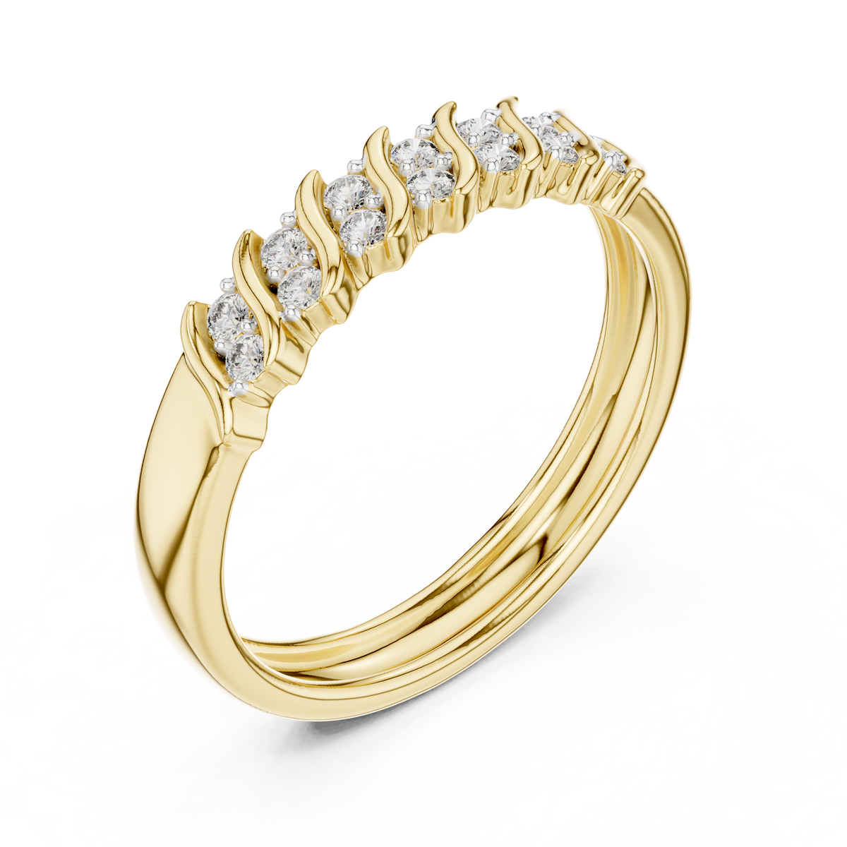 Sparkling Diamond Twist Band Ring – Modern White Gold Design