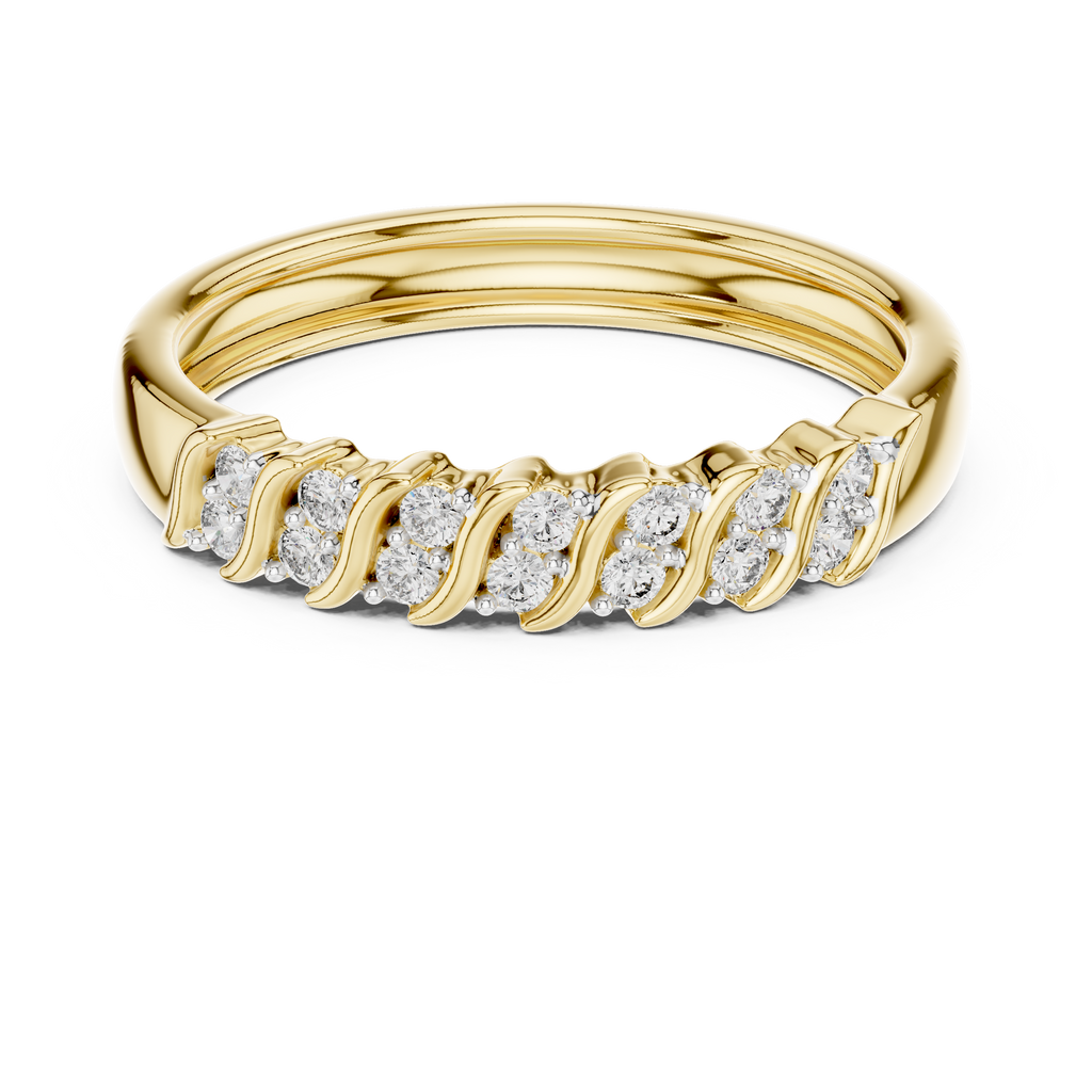 Sparkling Diamond Twist Band Ring – Modern White Gold Design