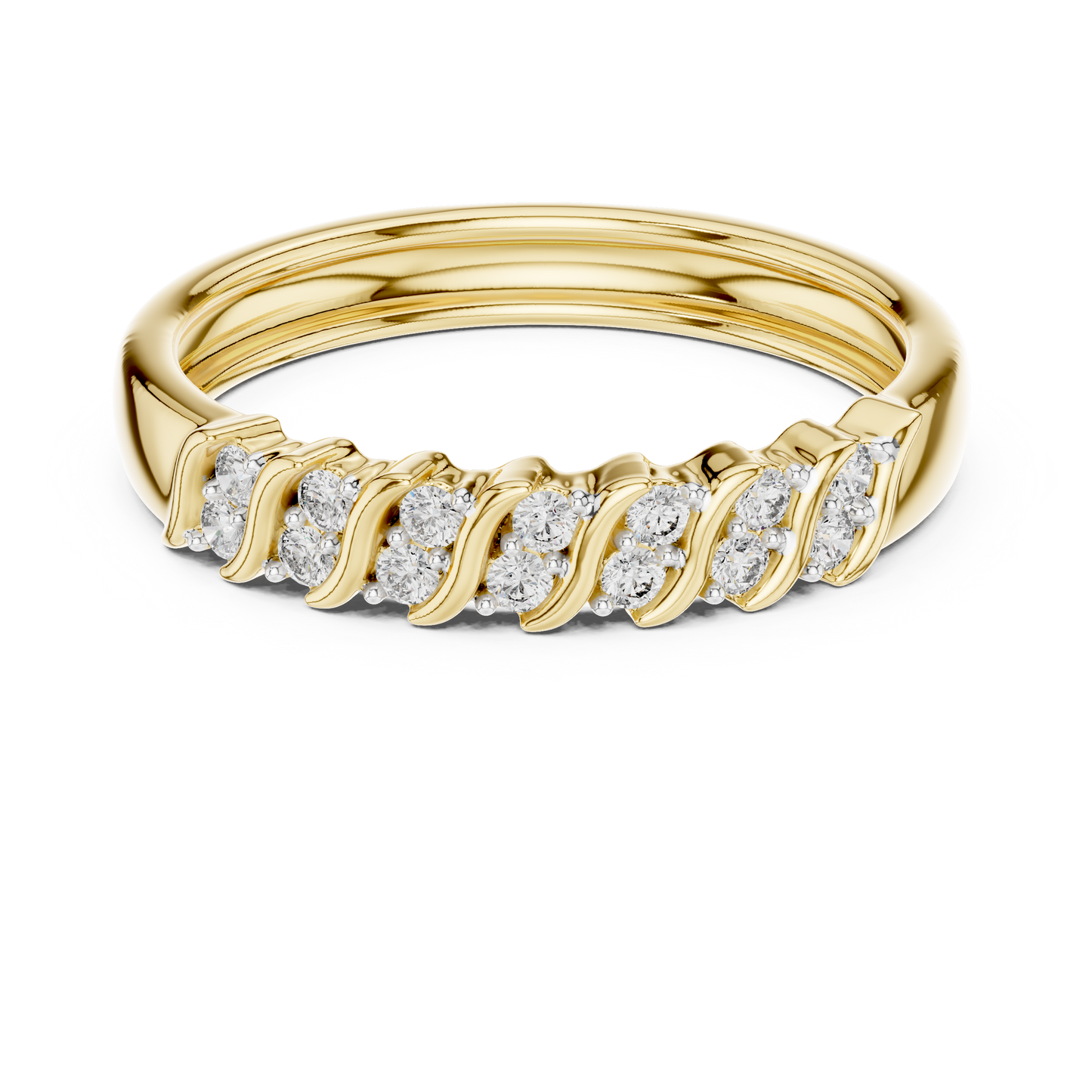 Sparkling Diamond Twist Band Ring – Modern White Gold Design
