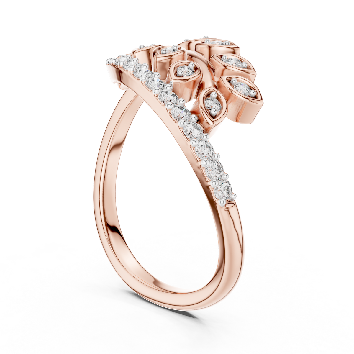 Nature Inspired Diamond Open Ring – Luxury Gold Jewelry