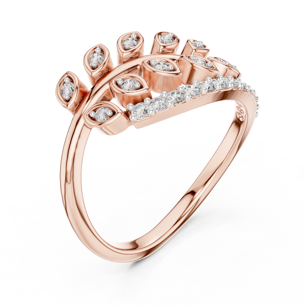 Nature Inspired Diamond Open Ring – Luxury Gold Jewelry