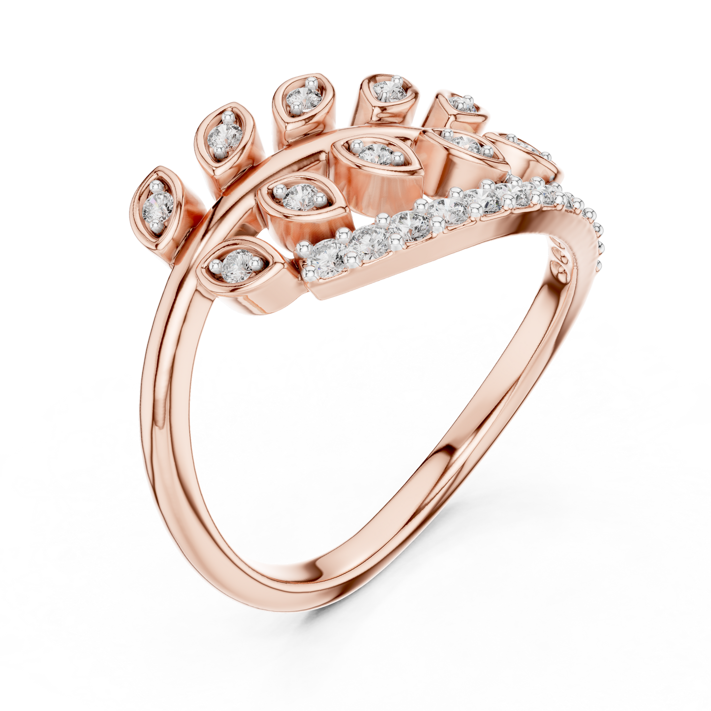 Nature Inspired Diamond Open Ring – Luxury Gold Jewelry