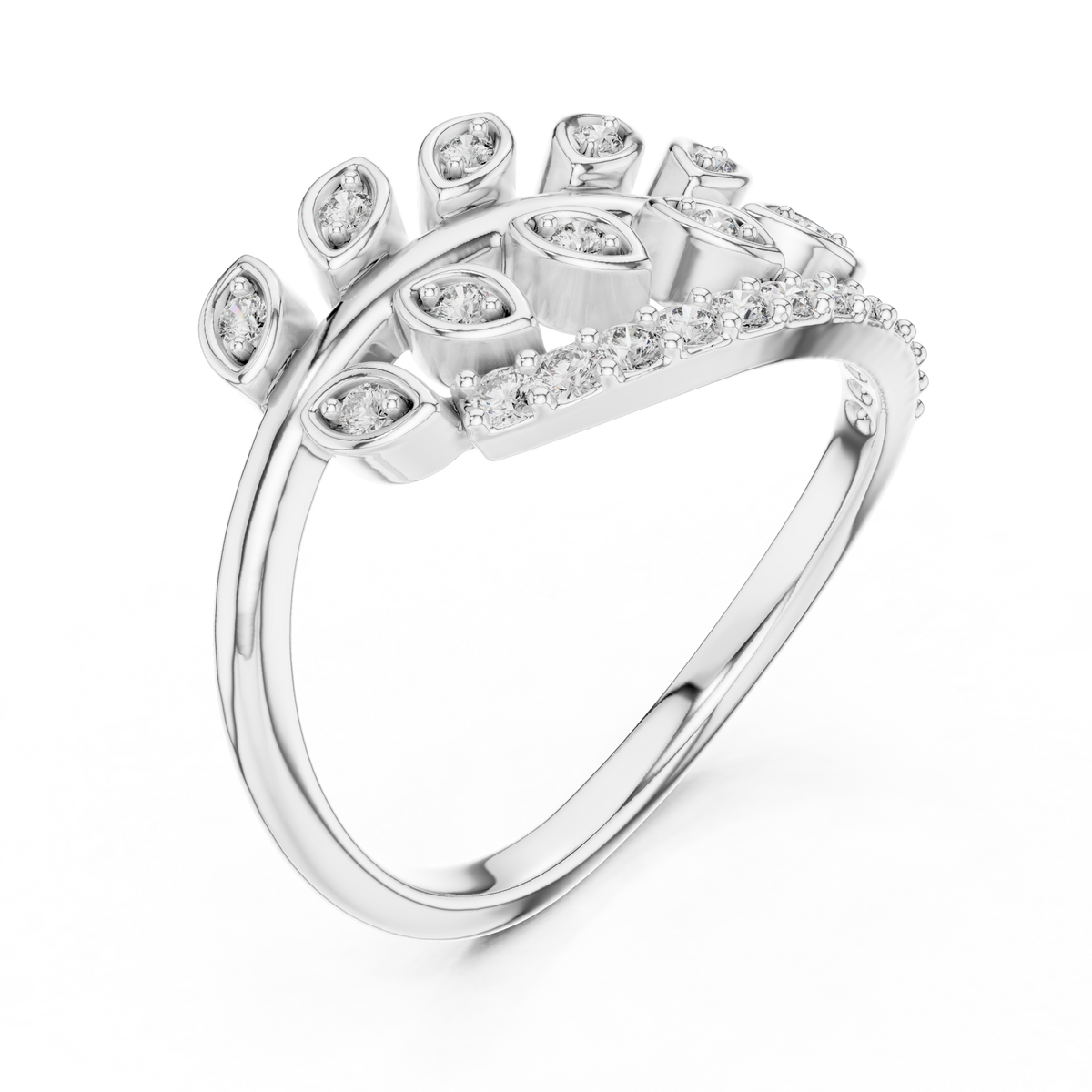 Nature Inspired Diamond Open Ring – Luxury Gold Jewelry