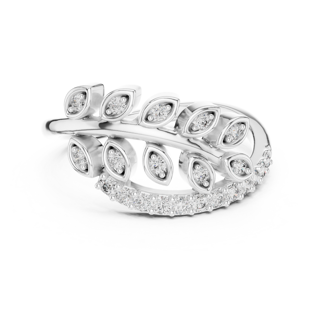 Nature Inspired Diamond Open Ring – Luxury Gold Jewelry
