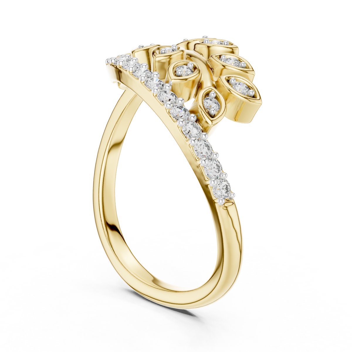 Nature Inspired Diamond Open Ring – Luxury Gold Jewelry