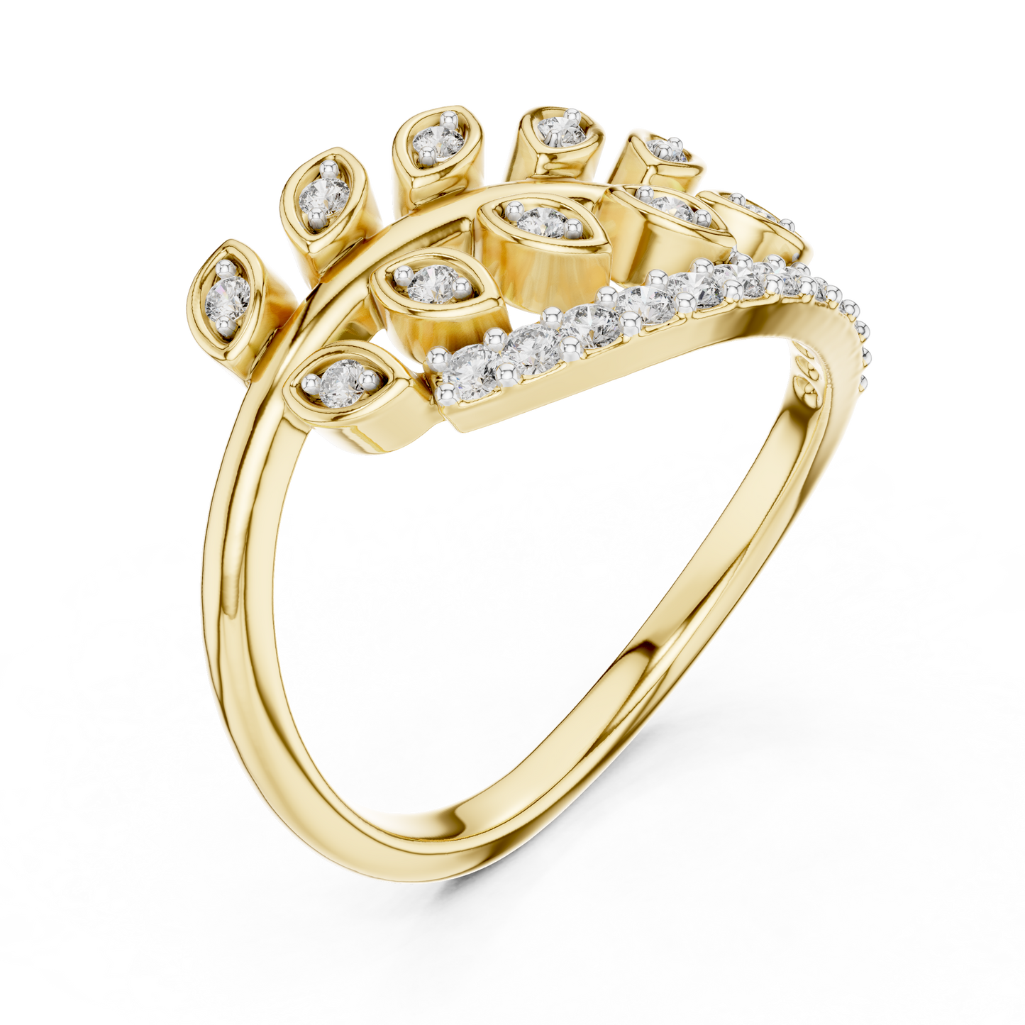Nature Inspired Diamond Open Ring – Luxury Gold Jewelry