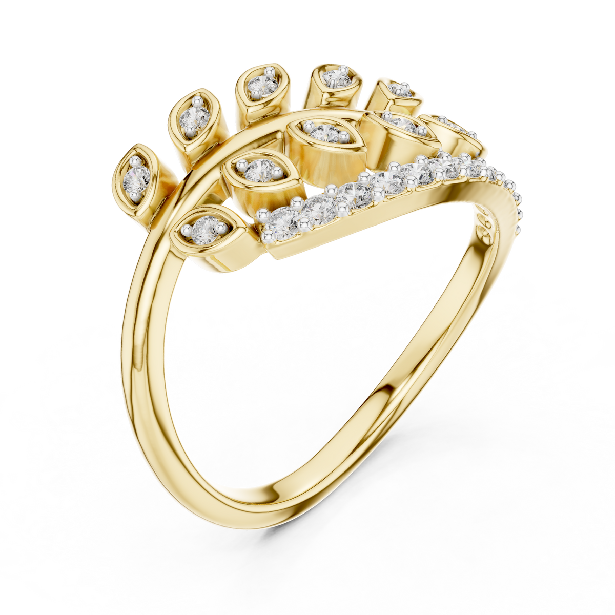 Nature Inspired Diamond Open Ring – Luxury Gold Jewelry