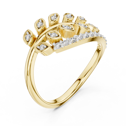 Nature Inspired Diamond Open Ring – Luxury Gold Jewelry