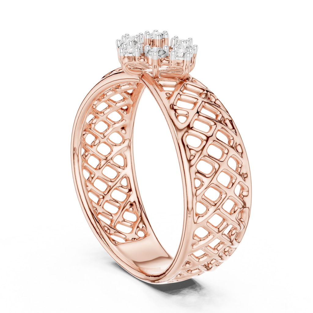 Elegant Filigree Diamond Statement Ring in Gold