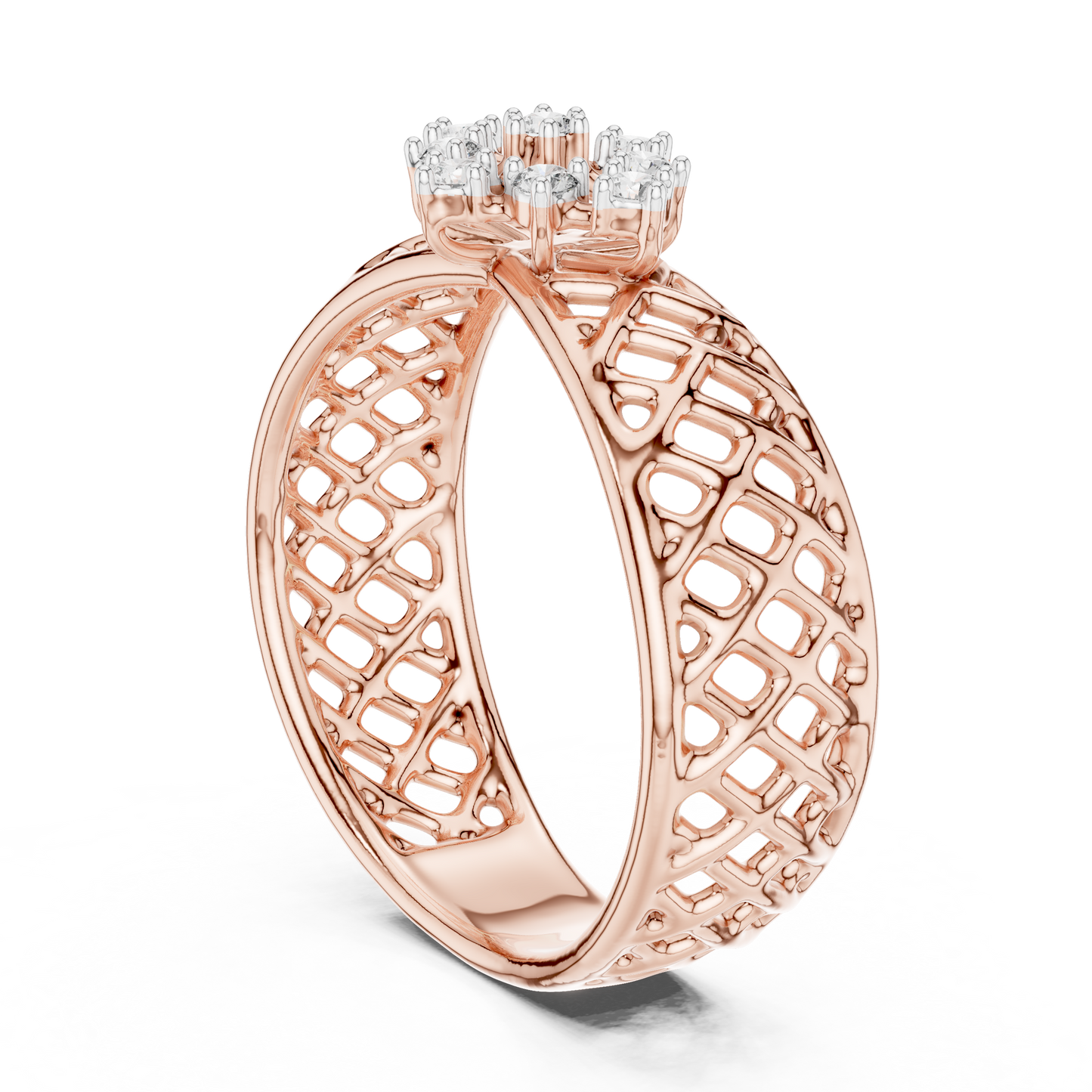 Elegant Filigree Diamond Statement Ring in Gold
