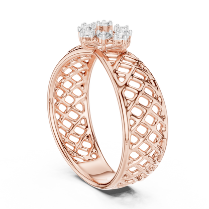 Elegant Filigree Diamond Statement Ring in Gold