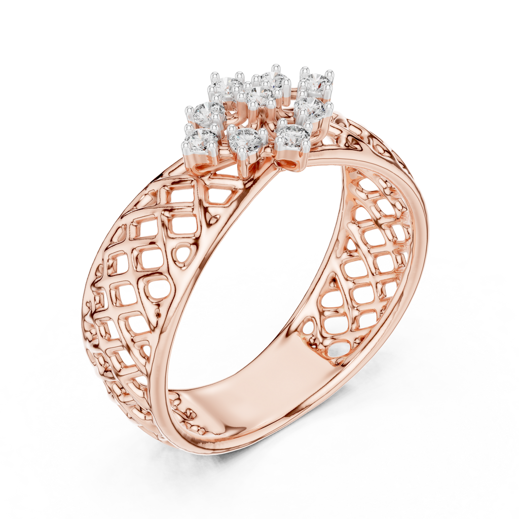 Elegant Filigree Diamond Statement Ring in Gold