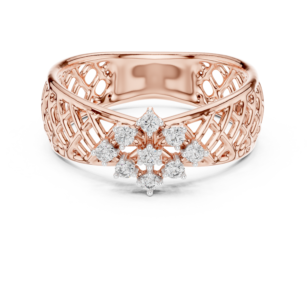 Elegant Filigree Diamond Statement Ring in Gold