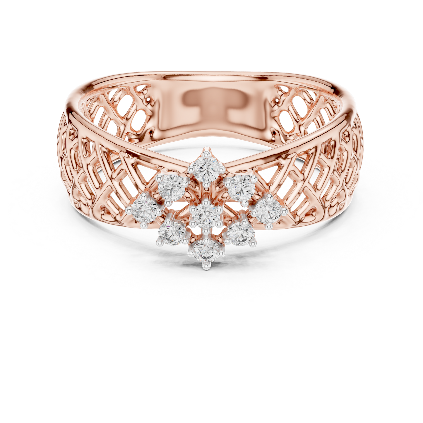 Elegant Filigree Diamond Statement Ring in Gold