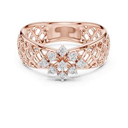 Elegant Filigree Diamond Statement Ring in Gold
