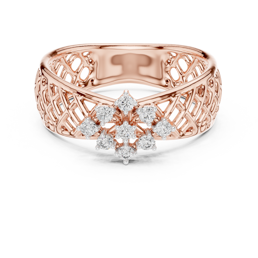 Elegant Filigree Diamond Statement Ring in Gold