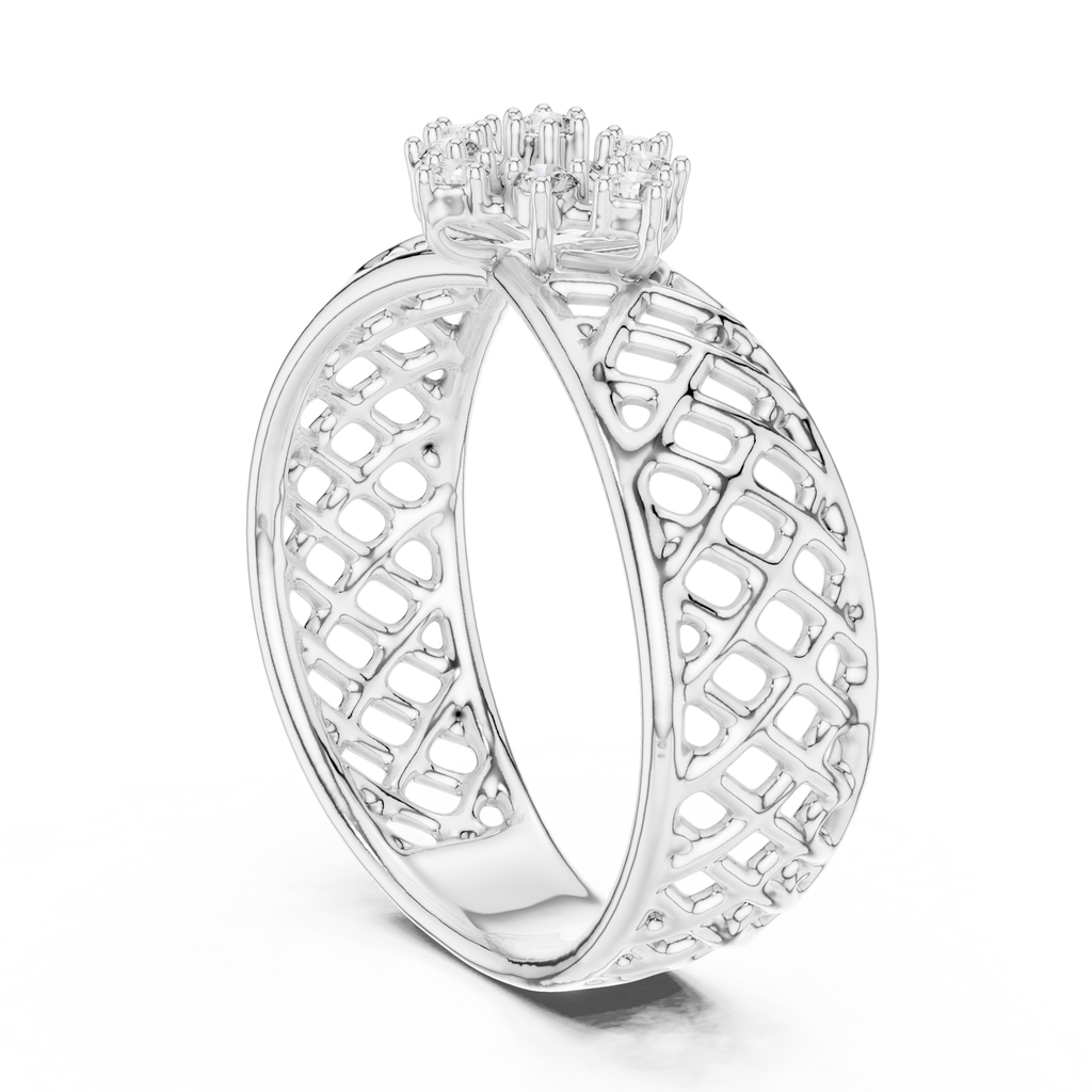 Elegant Filigree Diamond Statement Ring in Gold