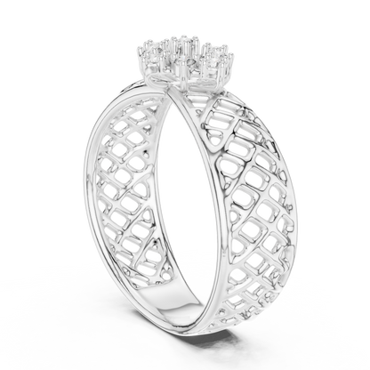 Elegant Filigree Diamond Statement Ring in Gold
