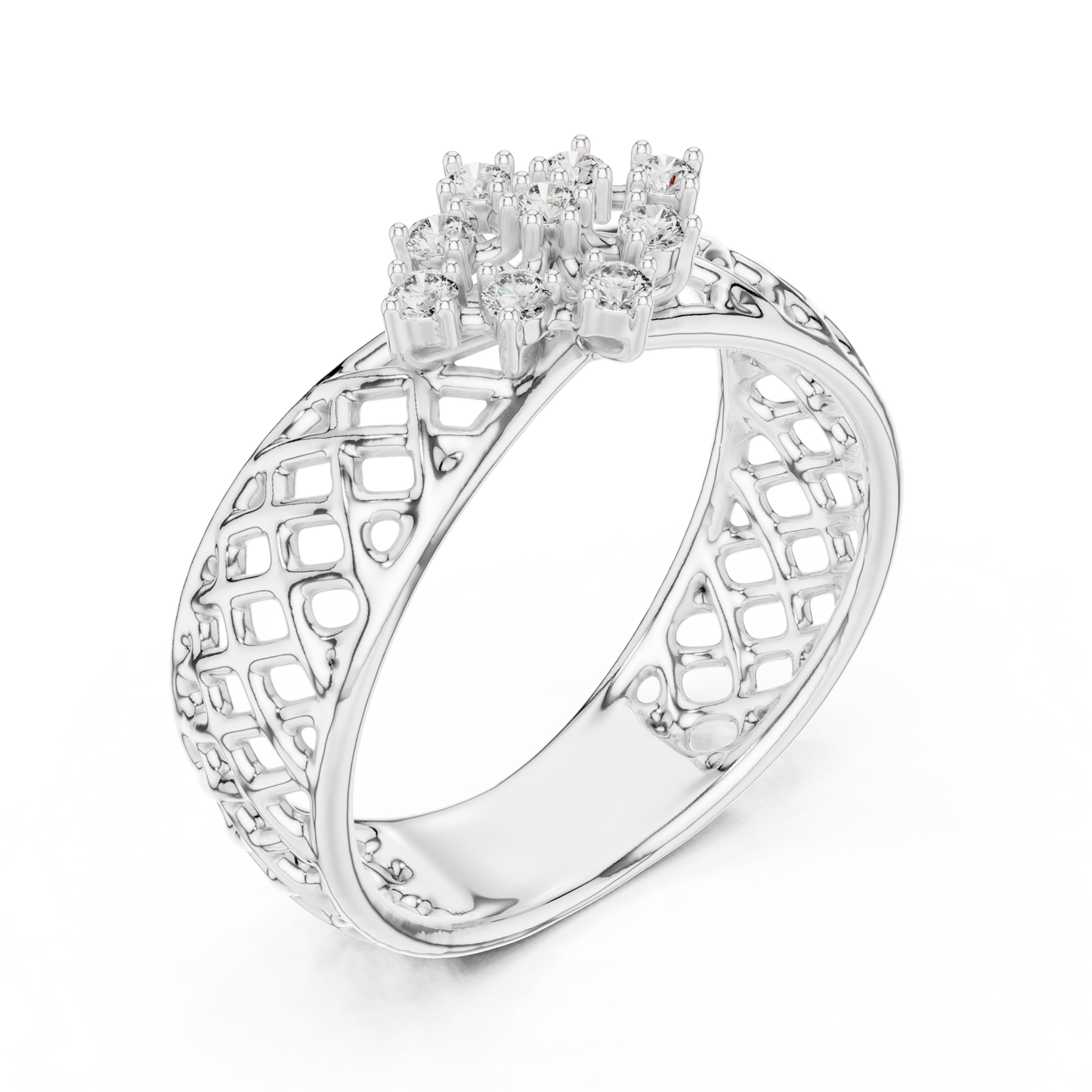 Elegant Filigree Diamond Statement Ring in Gold