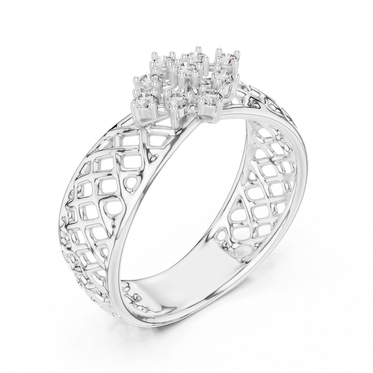 Elegant Filigree Diamond Statement Ring in Gold