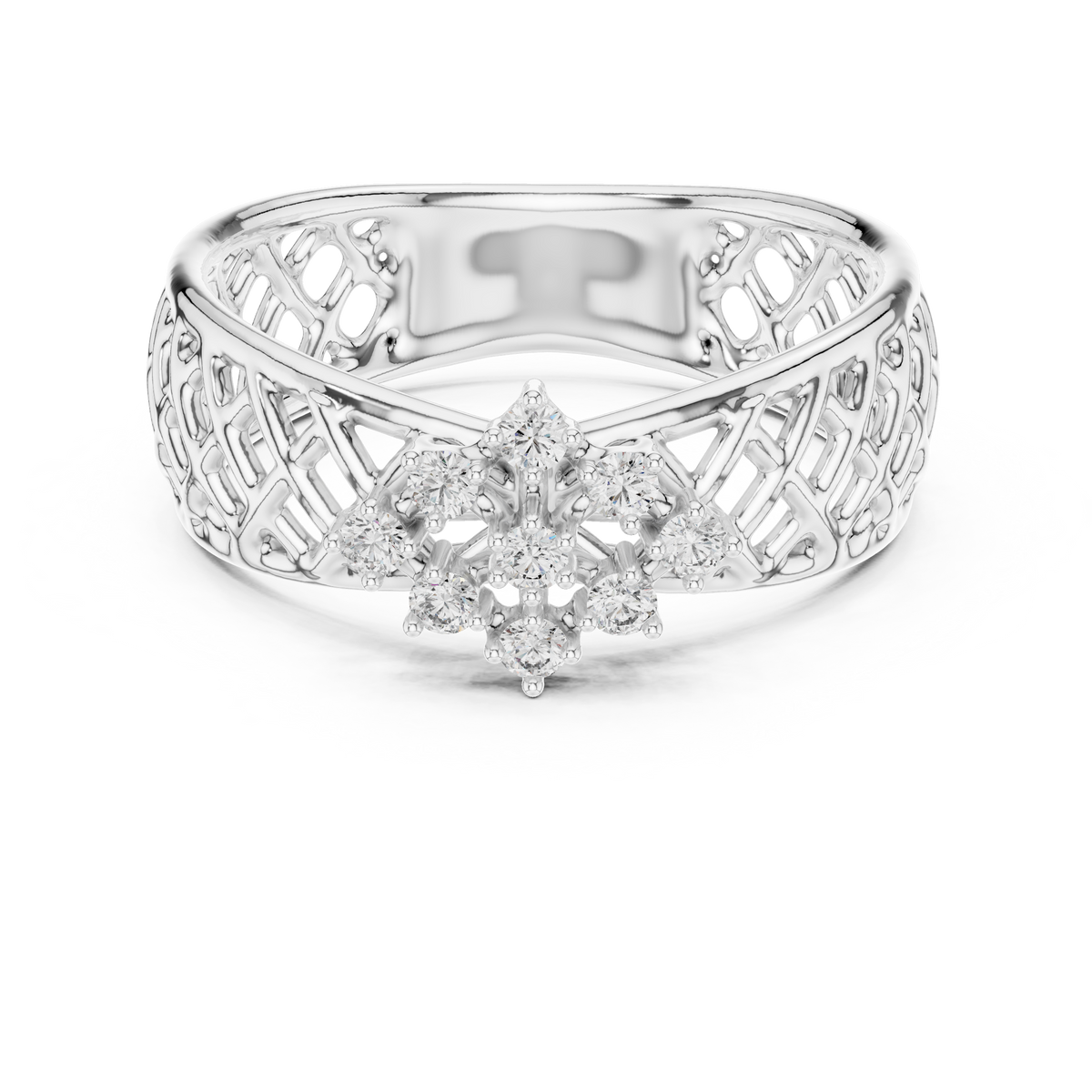 Elegant Filigree Diamond Statement Ring in Gold