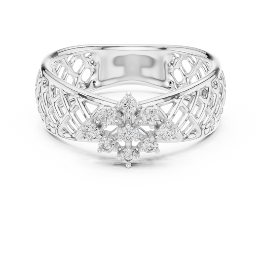 Elegant Filigree Diamond Statement Ring in Gold