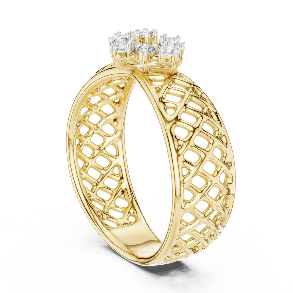 Elegant Filigree Diamond Statement Ring in Gold