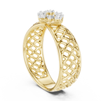 Elegant Filigree Diamond Statement Ring in Gold