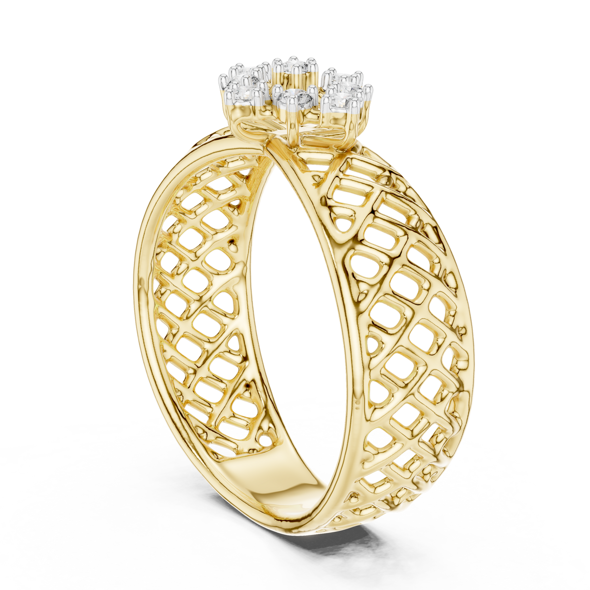 Elegant Filigree Diamond Statement Ring in Gold