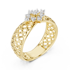 Elegant Filigree Diamond Statement Ring in Gold