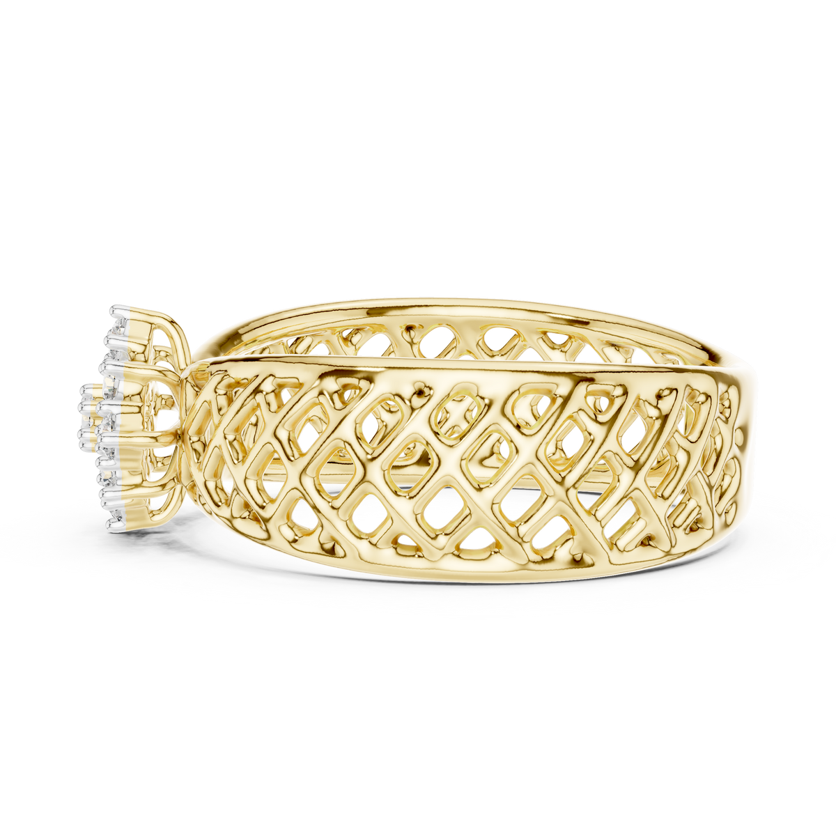 Elegant Filigree Diamond Statement Ring in Gold