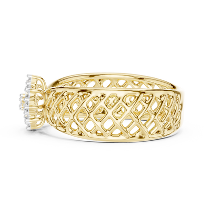 Elegant Filigree Diamond Statement Ring in Gold