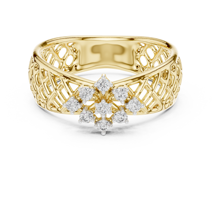 Elegant Filigree Diamond Statement Ring in Gold