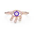 Elegant Blue Evil Eye Ring with Diamond Charms