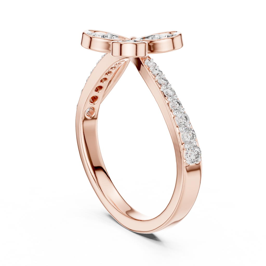 Floral Twist Diamond Gold Ring
